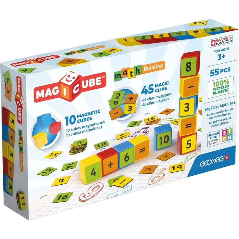 Geomag - Educational Magicube Math Building 45 Magic Clips and 10 Magnetic Cubes- 256 - Image 1